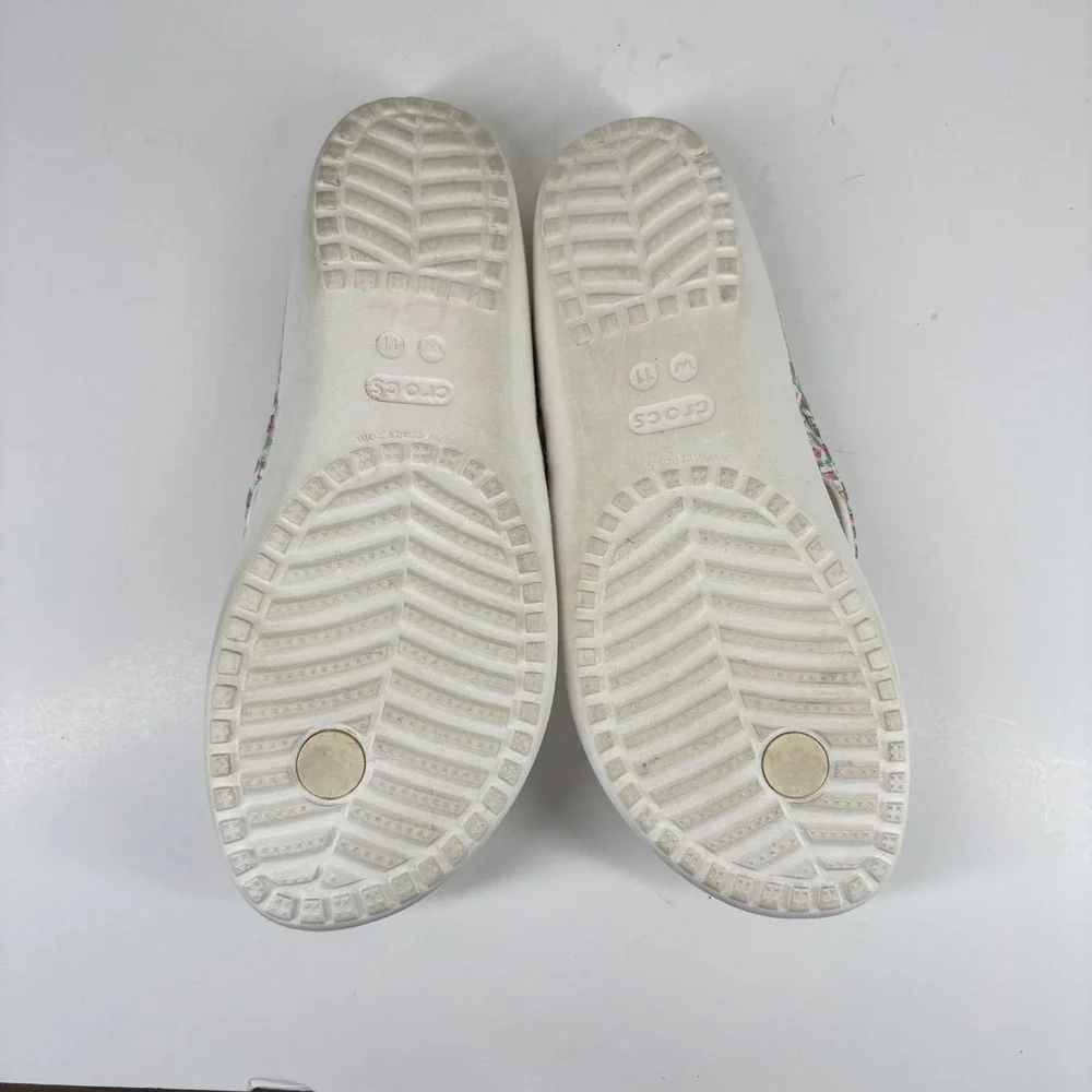 Crocs Kadee II Graphic Flamingo Women's 11 White Comfort Flip-Flop Beach Sandals